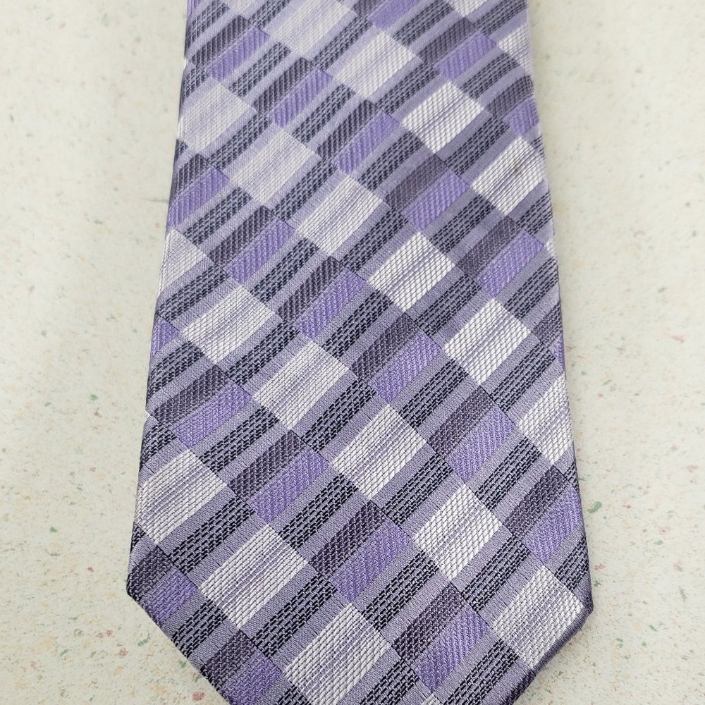 Men's Giorgio Brutini Purple Print Necktie HAND MADE - Picture 4 of 8